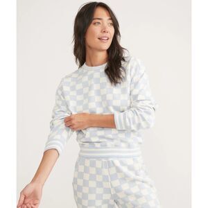 Marine Layer Anytime Sweatshirt Blue Checkerboard size Large